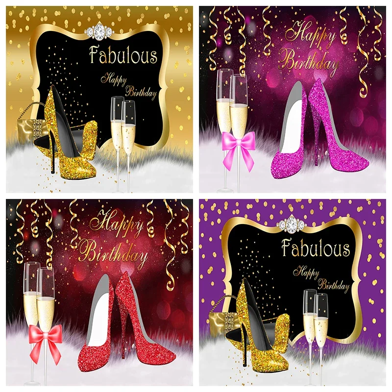 Ribbon Tie Heel - Mocsicka Vrouwen Verjaardag Decoratie Achtergrond Gouden