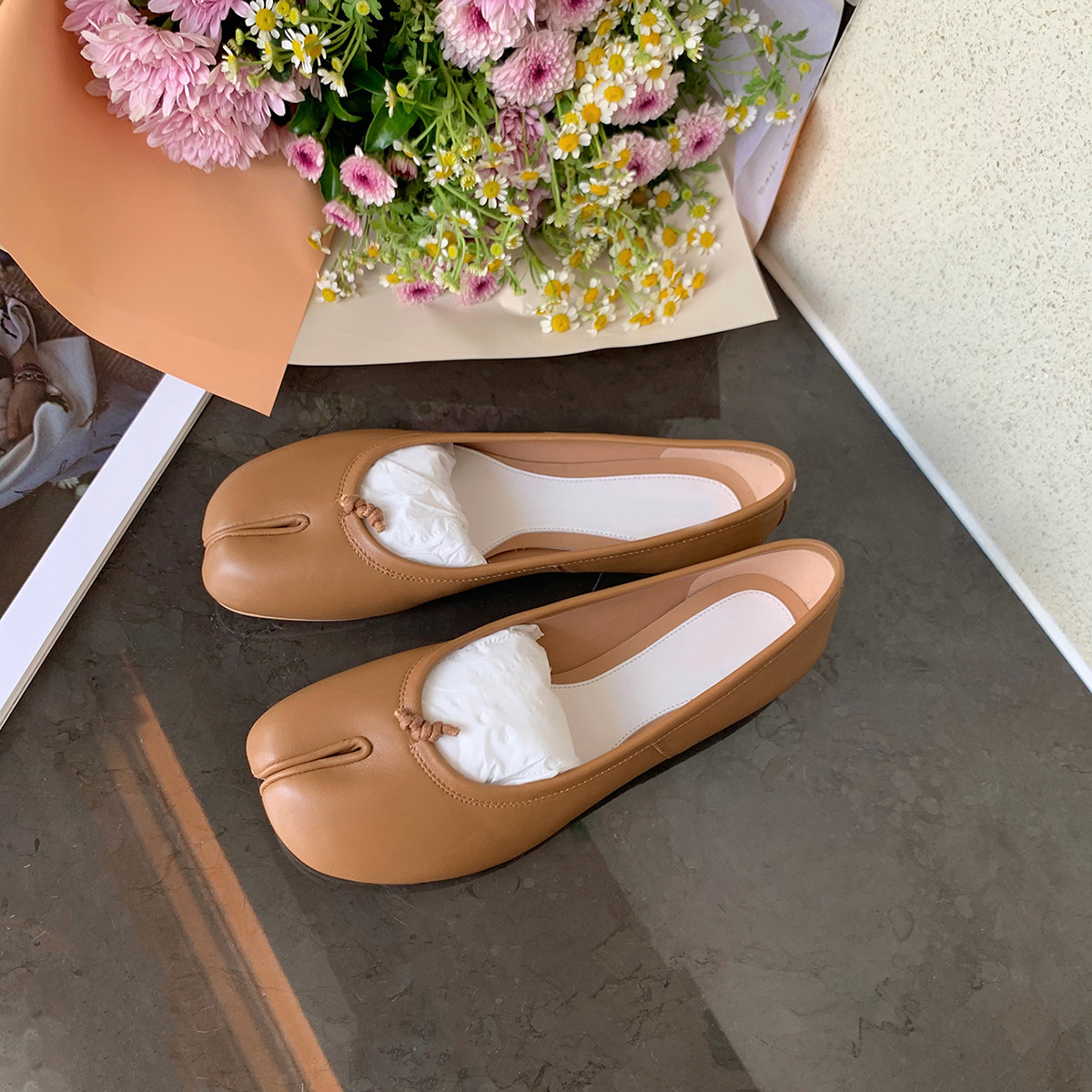 Women'S Shoes Loafers Black - Zwarte Ballet Flats Split Toe Schoenen