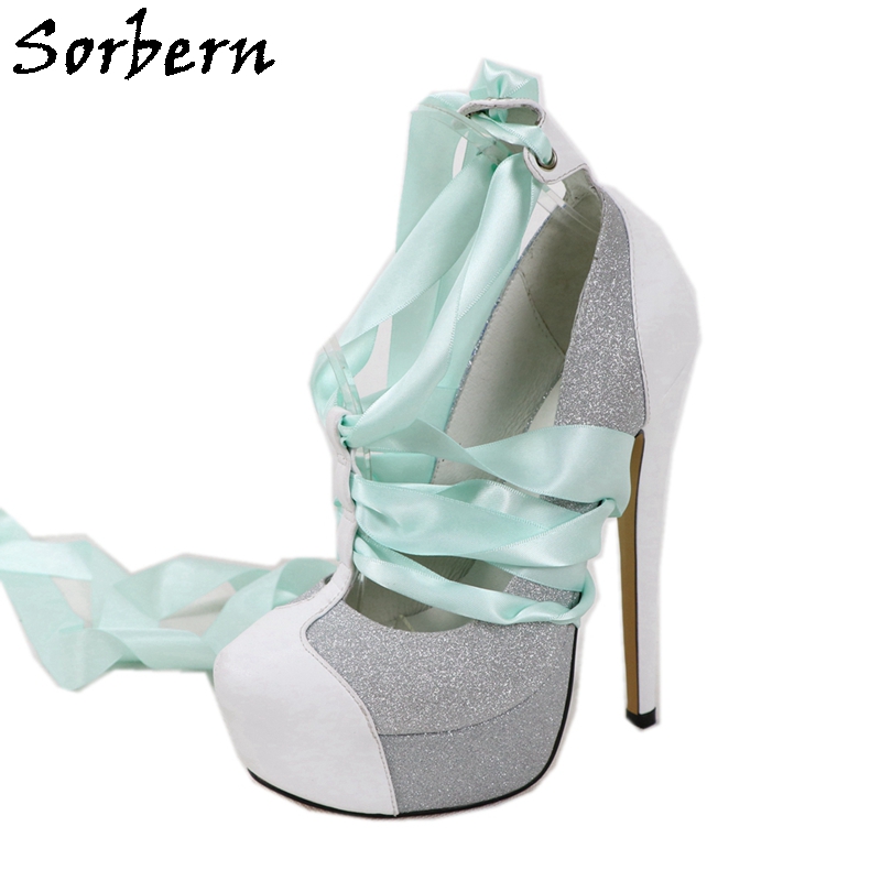 Ribbon Tie Heel - Sorbern Wit Echt Leer Dames Pompen
