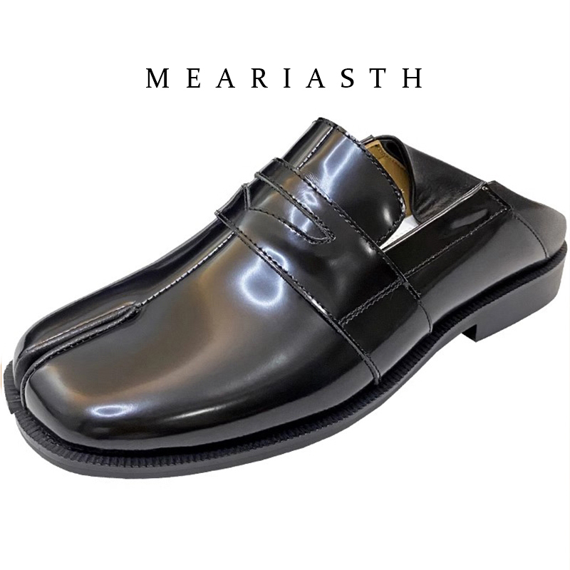 Women'S Shoes Loafers Black - zwarte Tabi-schoenen met gespleten teen, lakleren