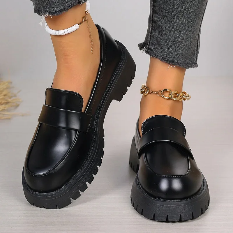 Women'S Shoes Loafers Black - Plus Size 35-43 Zwart Pu Lederen
