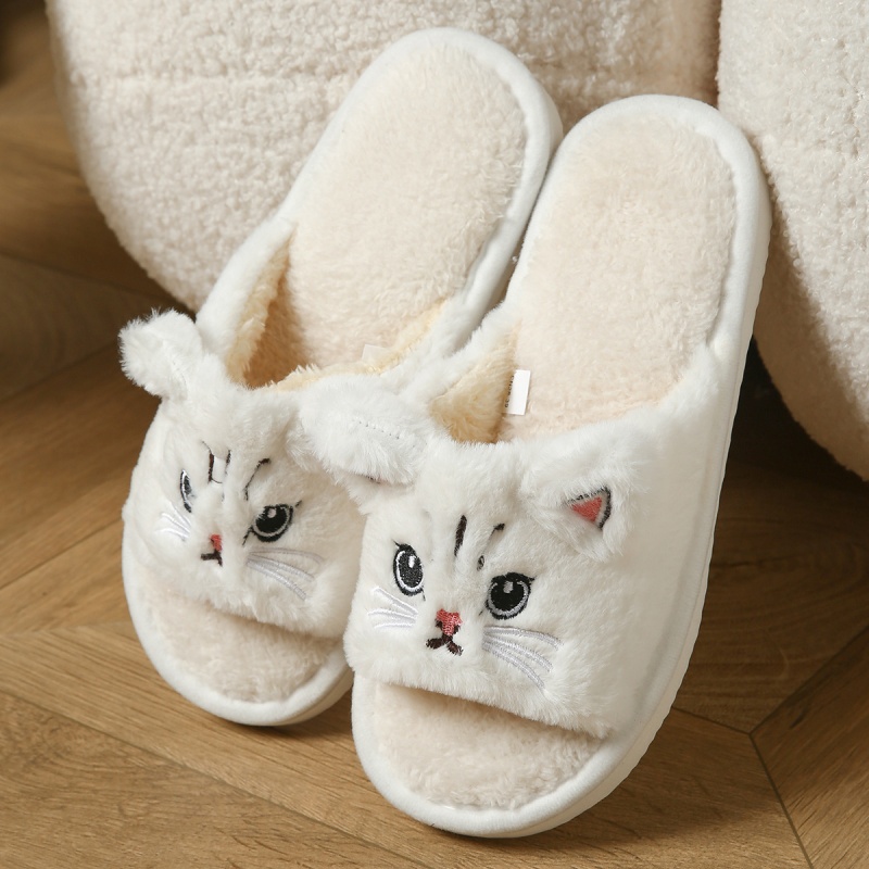 Women Shoes For Winter - Schattige kattenpluche slippers voor dames en
