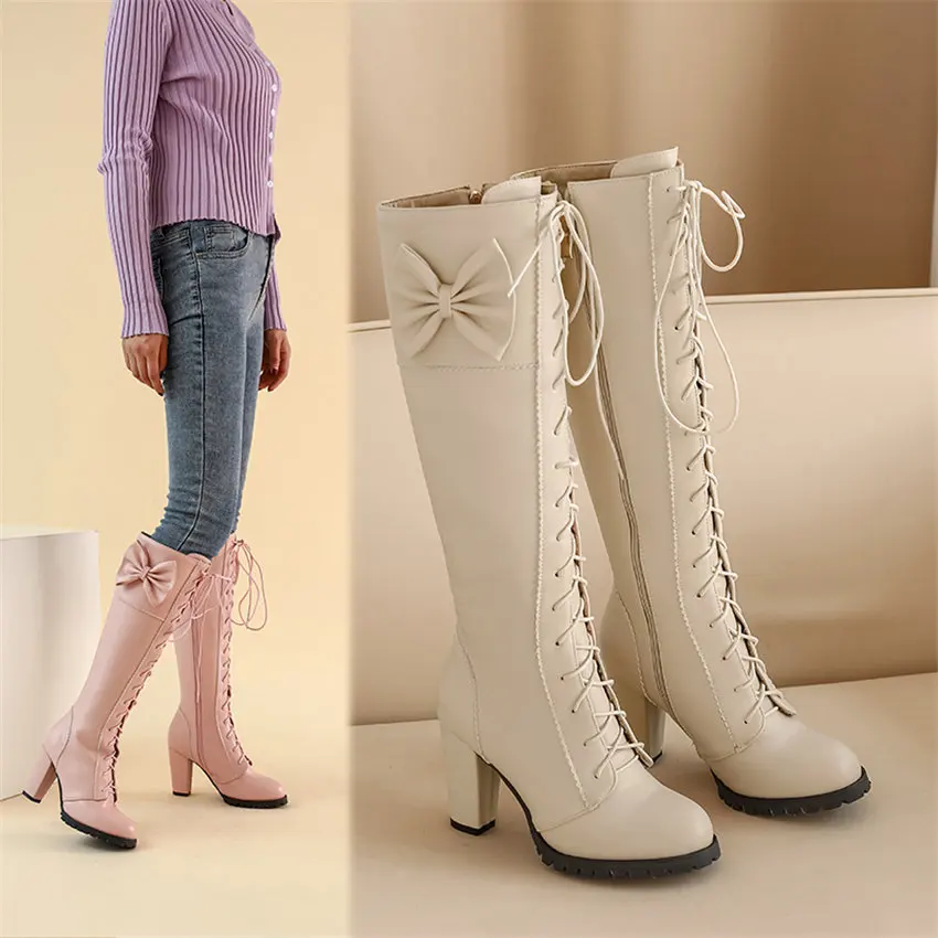 Zoete Bowtie Lolita kniehoge l - Zip Up Boots Short recensie en prijs