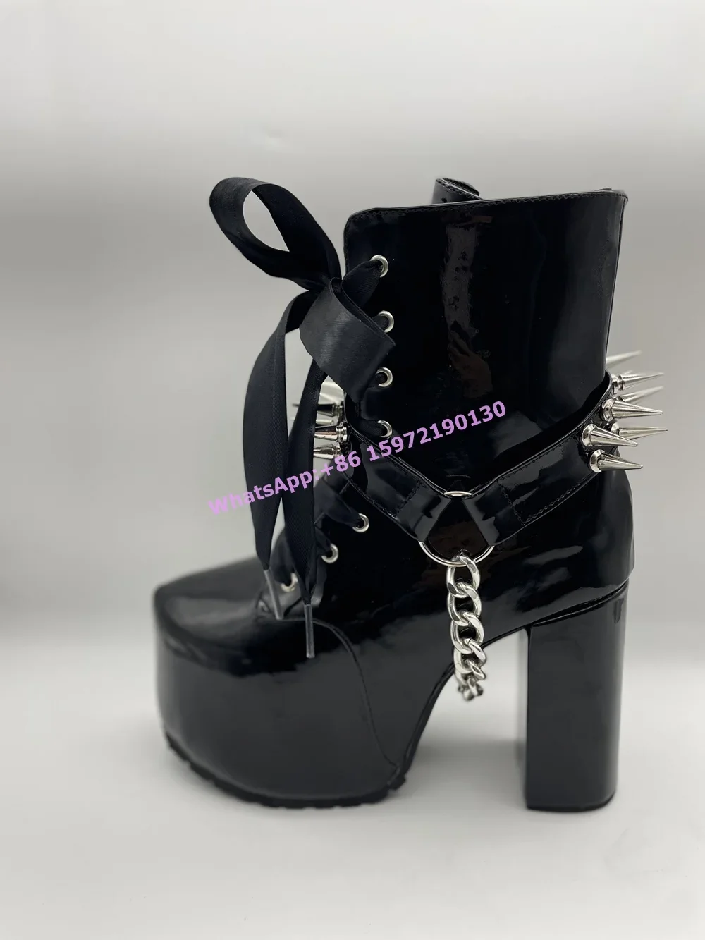 Zwarte laarzen met lintjes, ri - Ribbon Tie Heel recensie en prijs