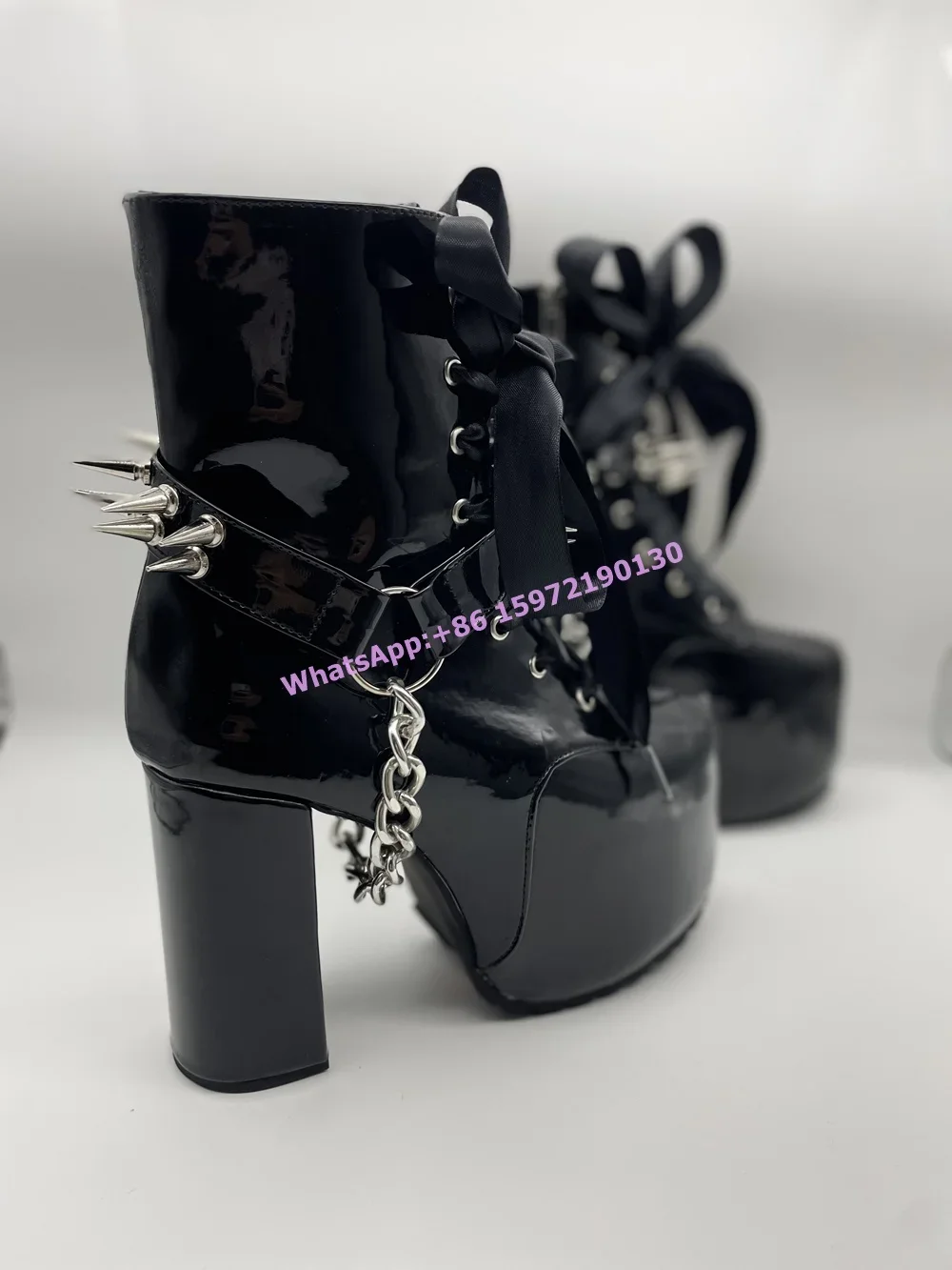 Zwarte laarzen met lintjes, ri - Ribbon Tie Heel recensie en prijs