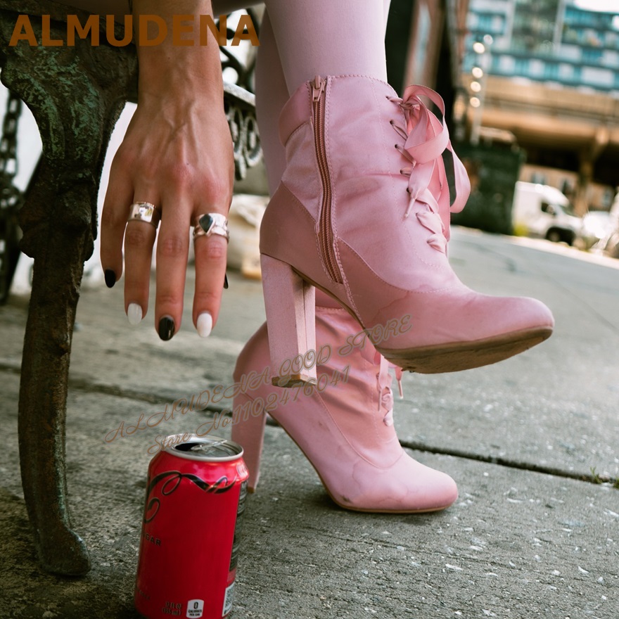 ALMUDENA Roze Satijnen Enkella - Ribbon Tie Heel recensie en prijs