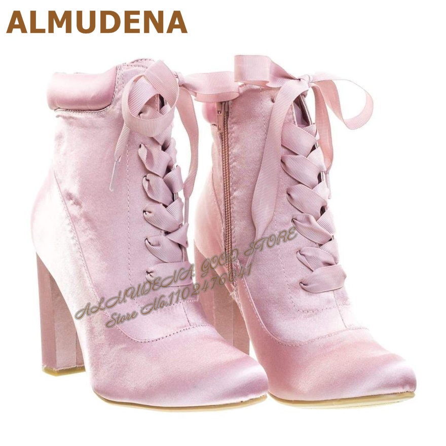 ALMUDENA Roze Satijnen Enkella - Ribbon Tie Heel recensie en prijs