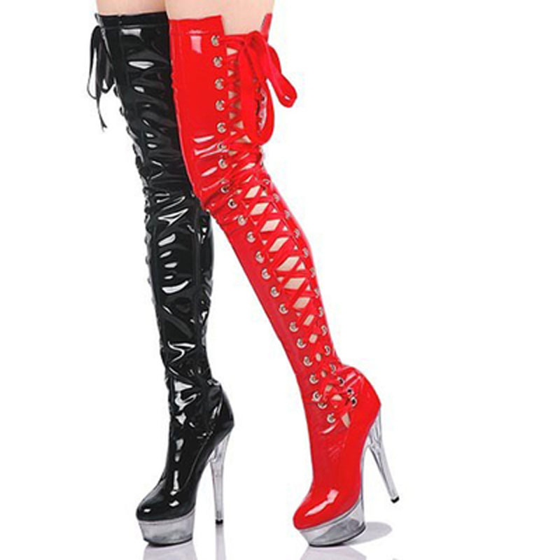 Roze lakleer transparant platf - Ribbon Tie Heel recensie en prijs